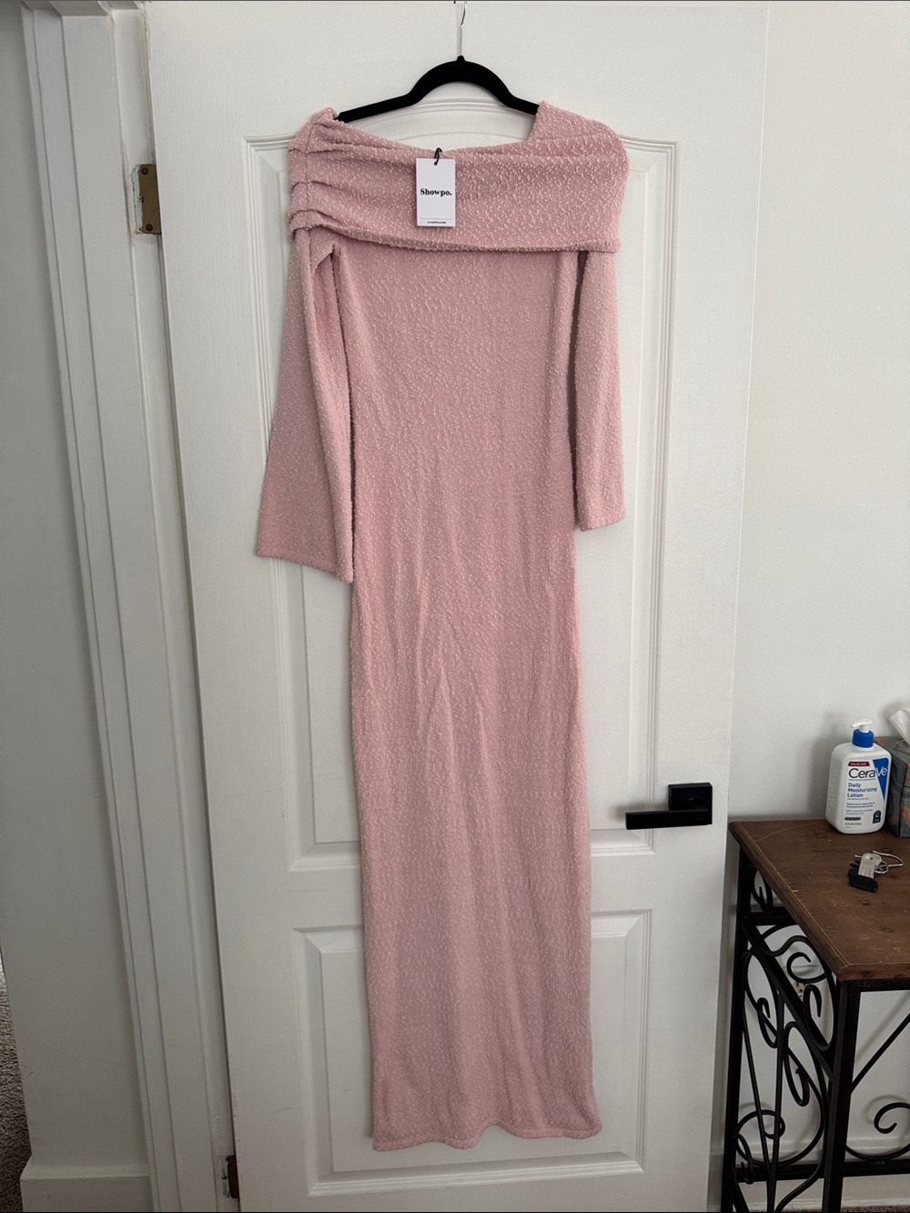 Showpo Soft Pink Off-Shoulder Maxi Dress